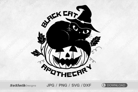 Black Cat Apothecary Svg for Embroidery Projects
