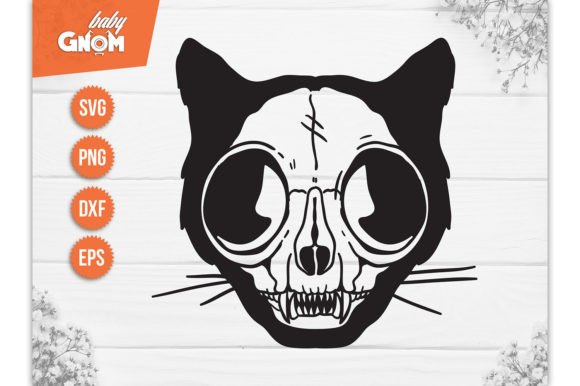 Cat with Skull SVG for Embroidery Projects
