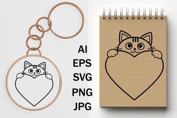Cute Svg Cat for Print, Clipart, Doodle
